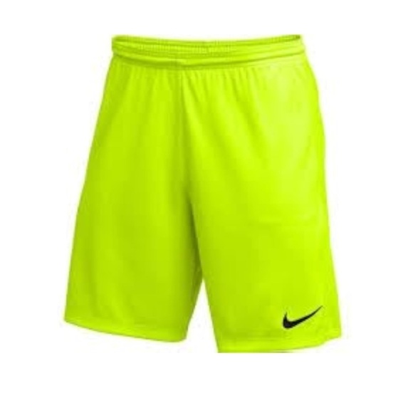 Nike Dri-Fit Youth Park Soccer Shorts Neon Yellow Athletic BV6866 Small - Picture 1 of 10